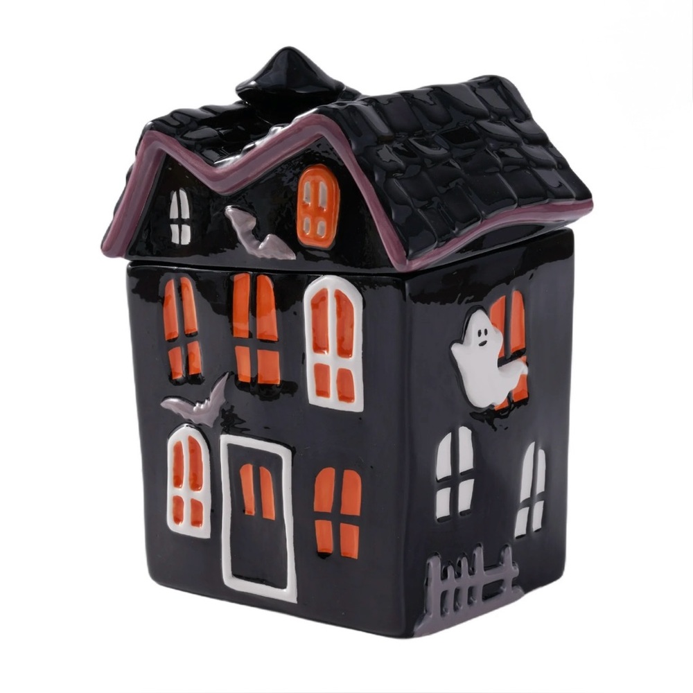NIB -  Spooky Halloween Ceramic Haunted House Cookie Jar